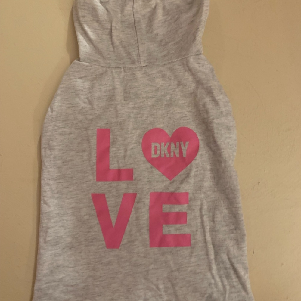 DKNY Pet Hoodie with Pink Love Graphic